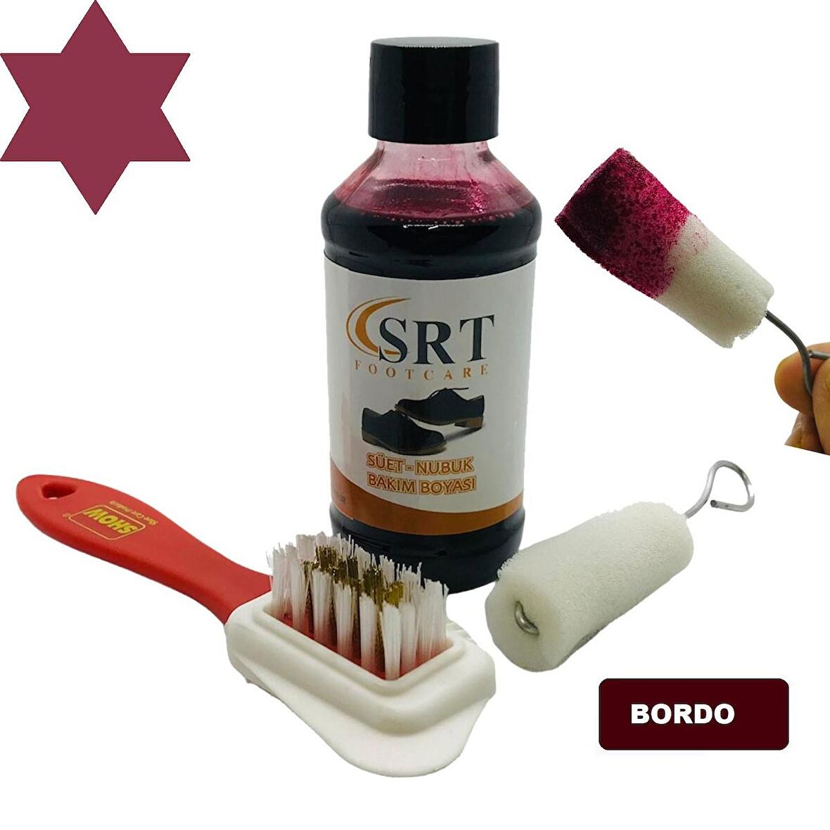 SRTfootcare Süet Nubuk Ayakkabı Bakım Boyası 110 Gr ve 4 Yönlü Temizleme Fırçası