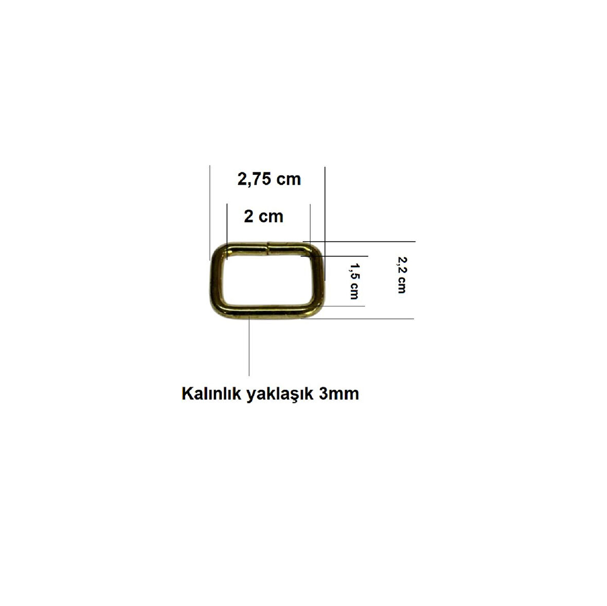2 cm Kare Metal Halka, Çanta Sapı İçin Kare Halka 5 Adet