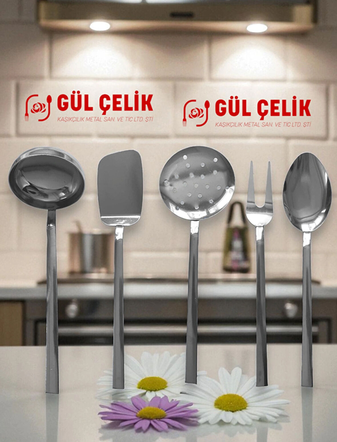 Kepçe Kevgir Servis Seti 5 Parça 18/0 Kalite