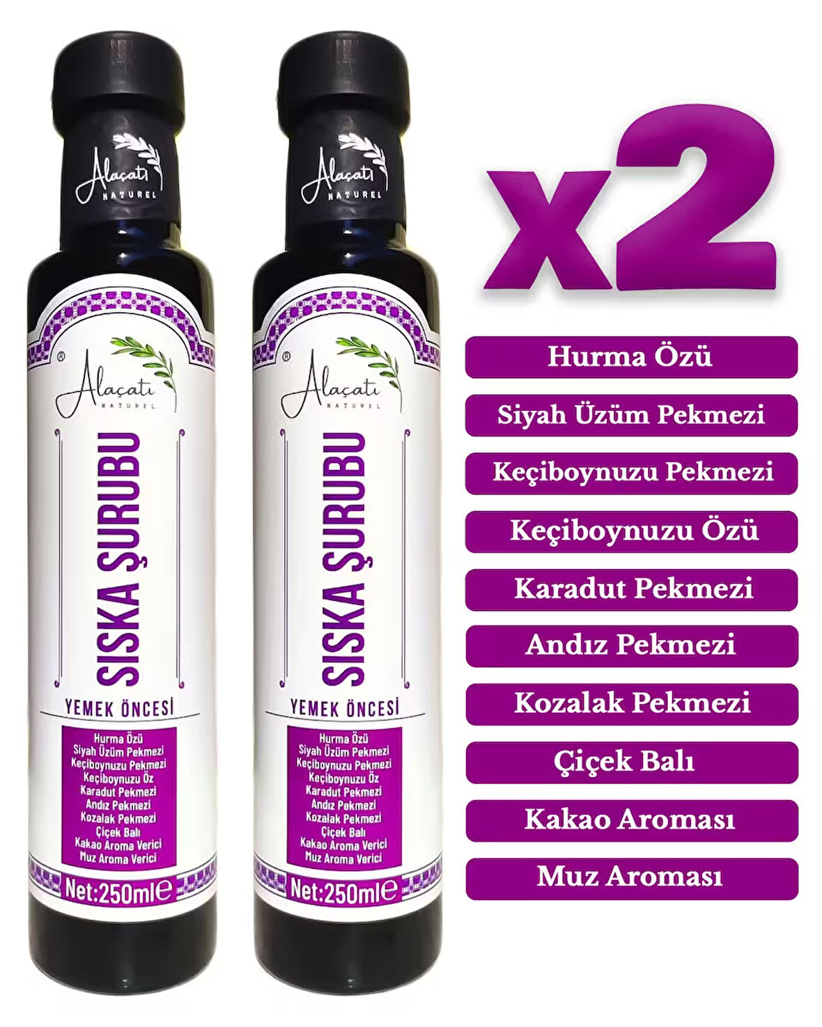 Zengin İçerikli Doğal Sıska Şurubu 250 ml x2 Adet