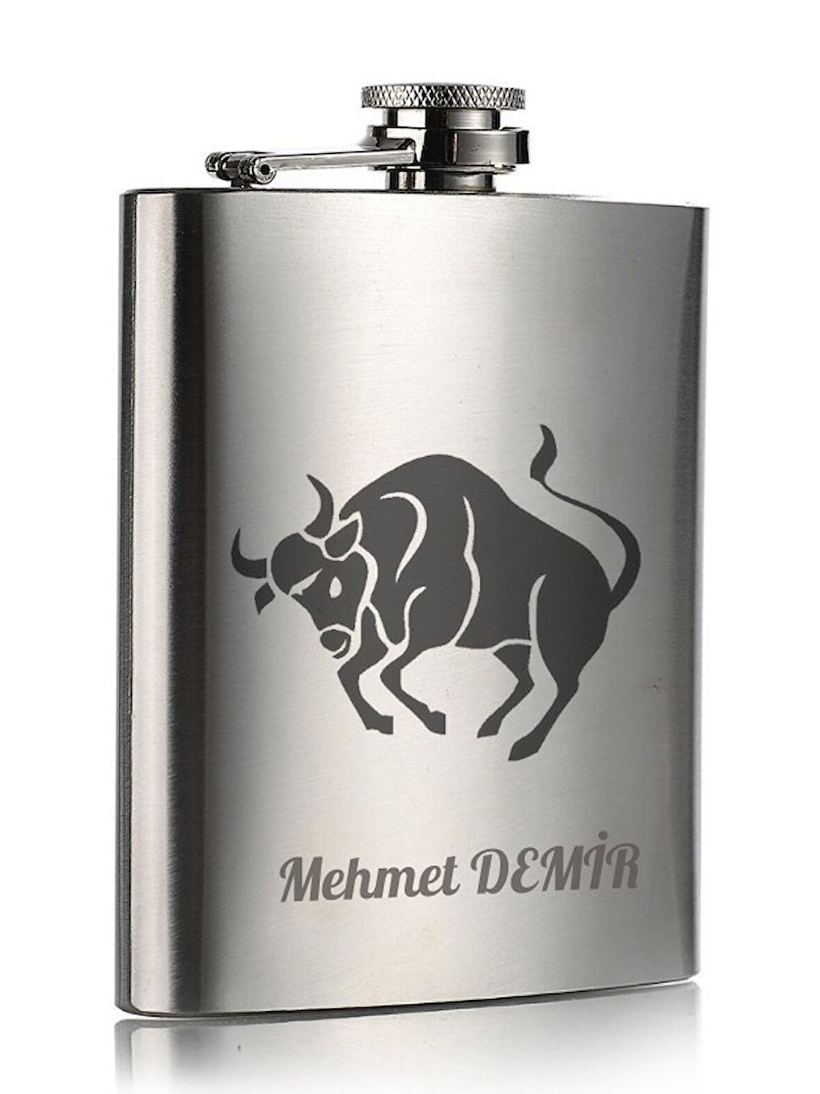 Kişiye Özel Boğa Temalı Hediye 9 Oz Çelik Cep Matarası 266 Ml İçecek Cep Matarası