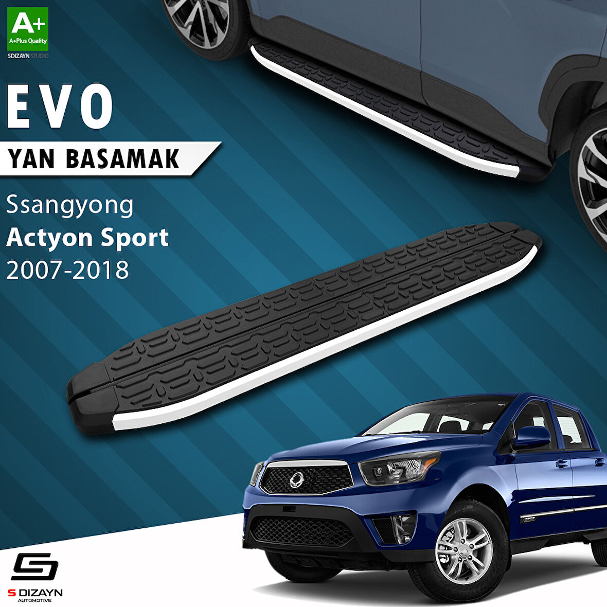 S-Dizayn Ssangyong Actyon Sports Evo Aluminyum Yan Basamak 203 Cm 2007-2018 A+ Kalite