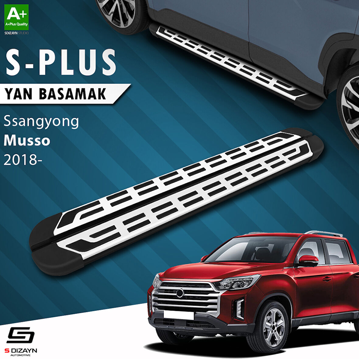 S-Dizayn Ssangyong Musso S-Plus Gri Yan Basamak 203 Cm 2018 Üzeri A+ Kalite