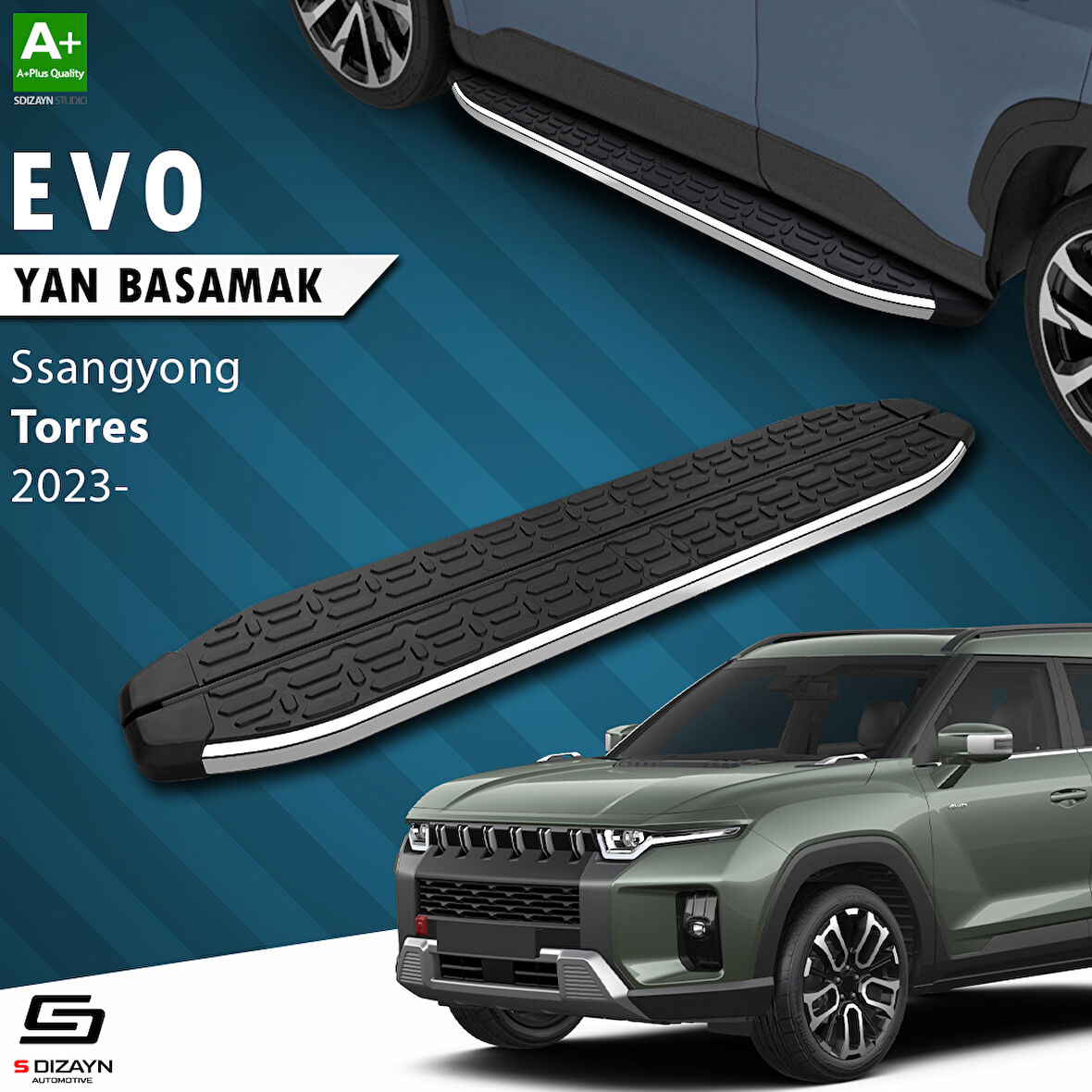S-Dizayn Ssangyong Torres Evo Krom Yan Basamak 183 Cm 2023 Üzeri A+ Kalite