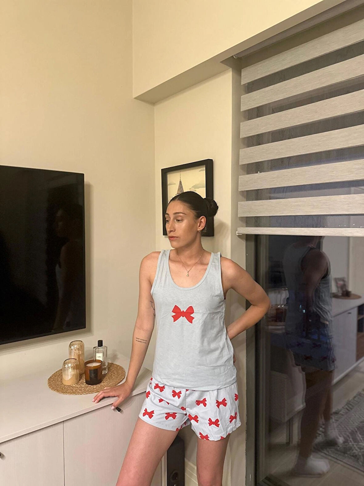 Kadın Fiyonklu Kısa Pijama Takımı