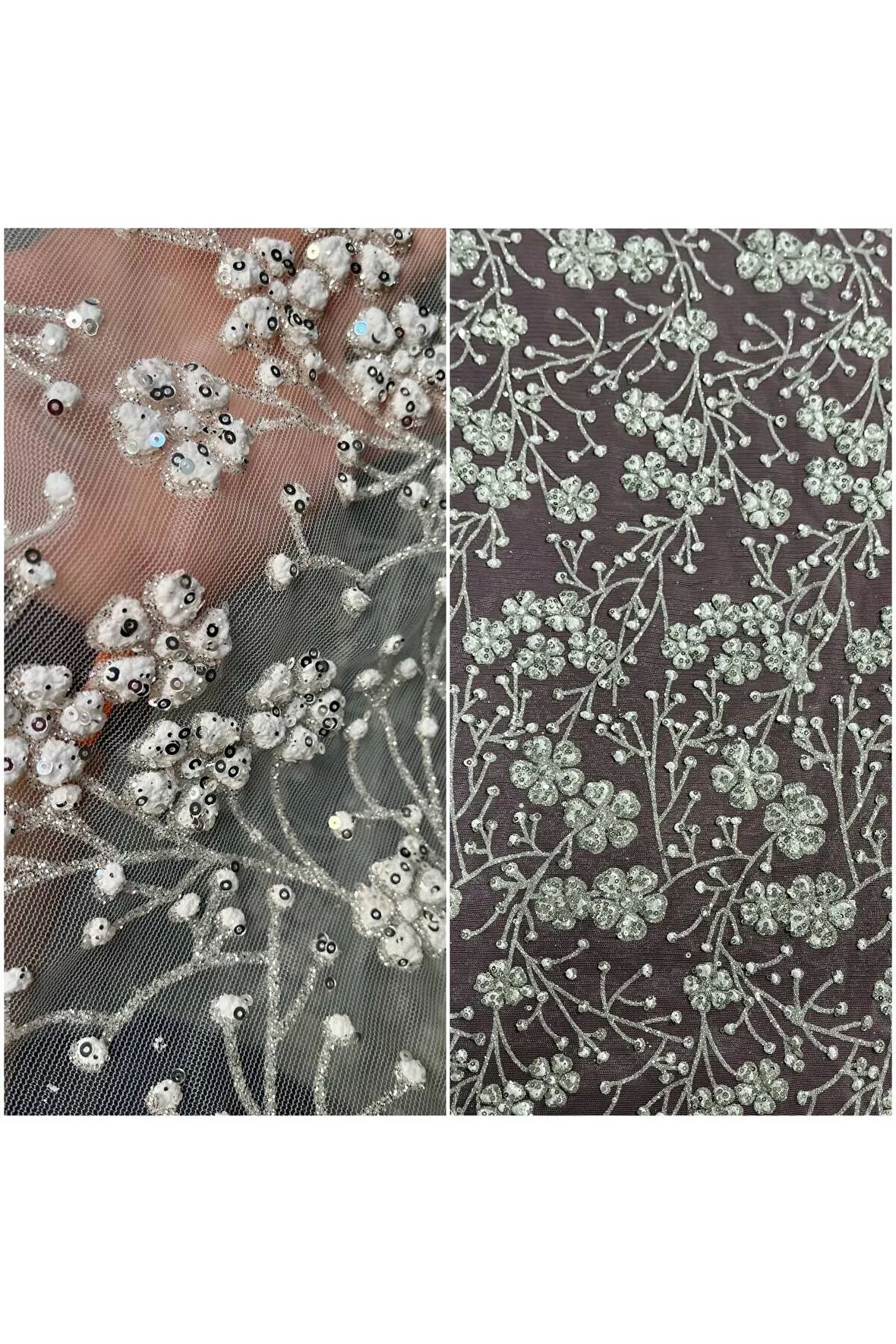 10_yard Çift baskı lüks puffy Tül PUL modeli Platin (Gelinlik için Hayal Tül 328)