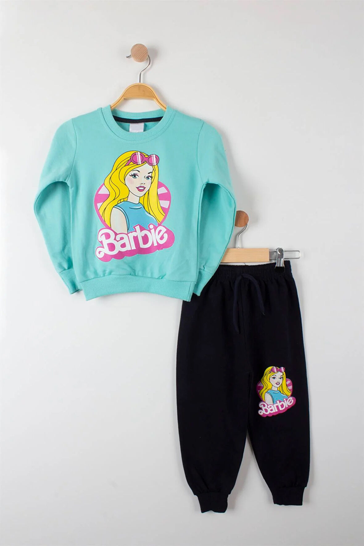 Gözlüklü Barbie Baskılı Kız Çocuk Takım
