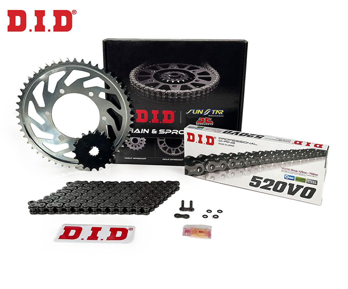 ZİNCİR DİŞLİ SETİ KTM DUKE / R (690 cc)  (2008-2014) / KTM / DUKE / R / 690cc / ZİNCİR: DID-520 ORING-118 / ÖN-ARKA DİŞLİ: SUNSTAR (16T-40T) / 2008-2009-2010-2011-2012-2013-2014-2015-2016-2017-2018-2019