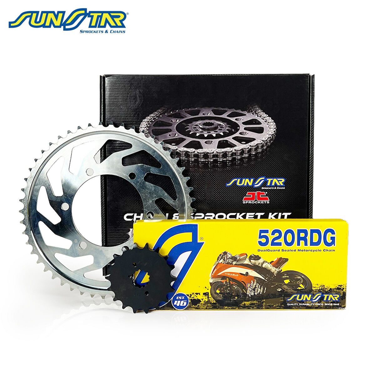 ZİNCİR DİŞLİ SETİ YAMAHA XT X (660 cc)  (2004-2009) / YAMAHA / XT X / 660cc / ZİNCİR: SUNSTAR 520RDG (Çelik)-110 / ÖN-ARKA DİŞLİ: SUNSTAR (15T-45T) / 2004-2005-2006-2007-2008-2009