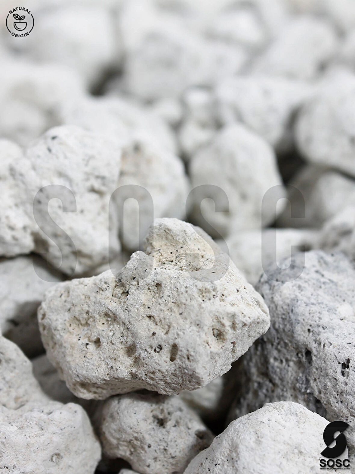 SOSC Natural Volkanik Beyaz Dekoratif Pomza Taşı, 2-4 cm, 10 Litre, Drenaj ve Toprak Nemlendirici Özellikli, Saksı Süsleme