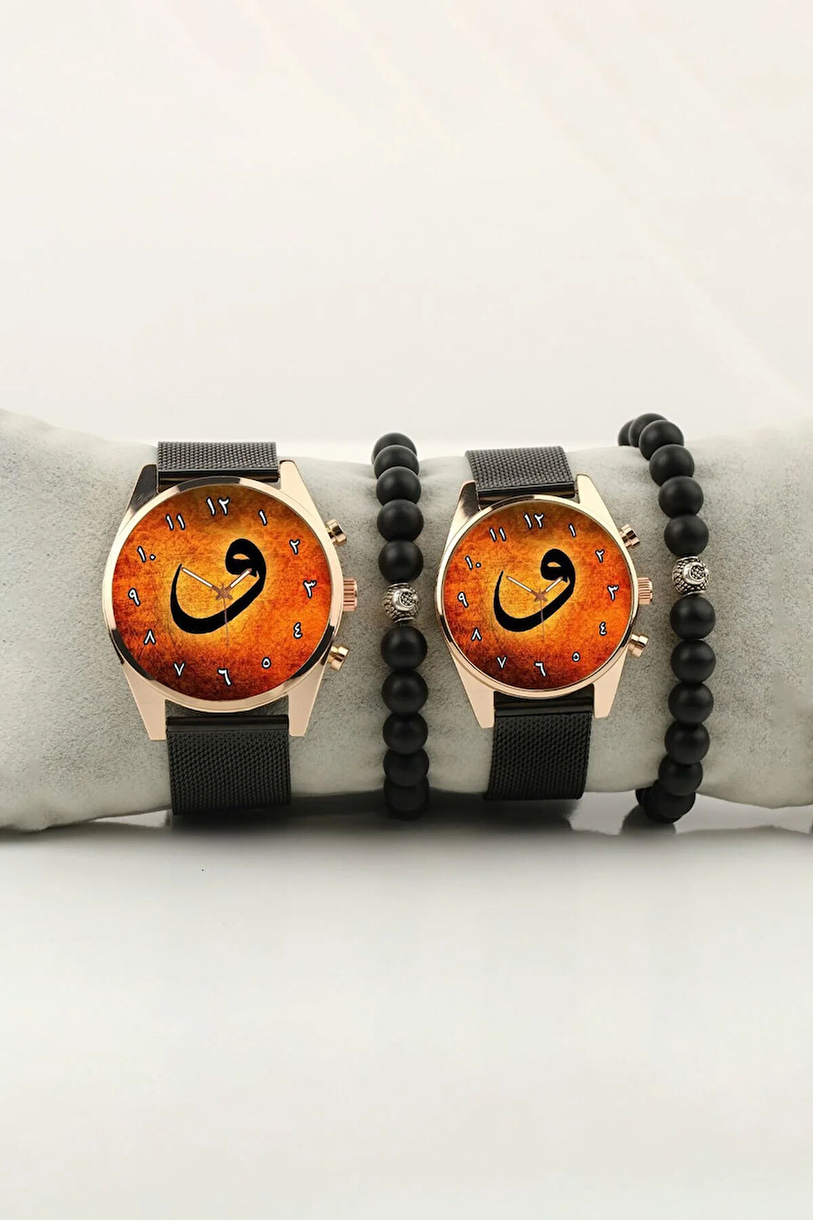 Vav Simge Sade Gold Çift Kol Saati Set Bileklik Hediye