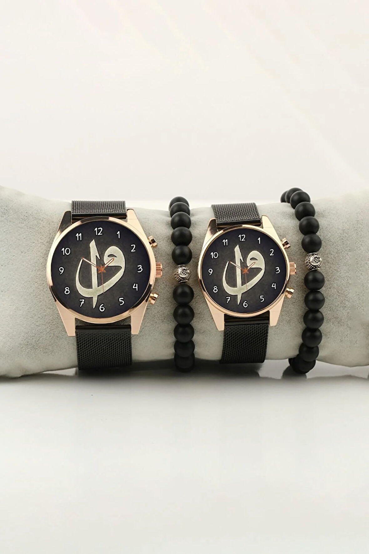 Elif Vav Tasarım Gold Kasa Çift Kol Saati Set Bileklik Hediye Bay