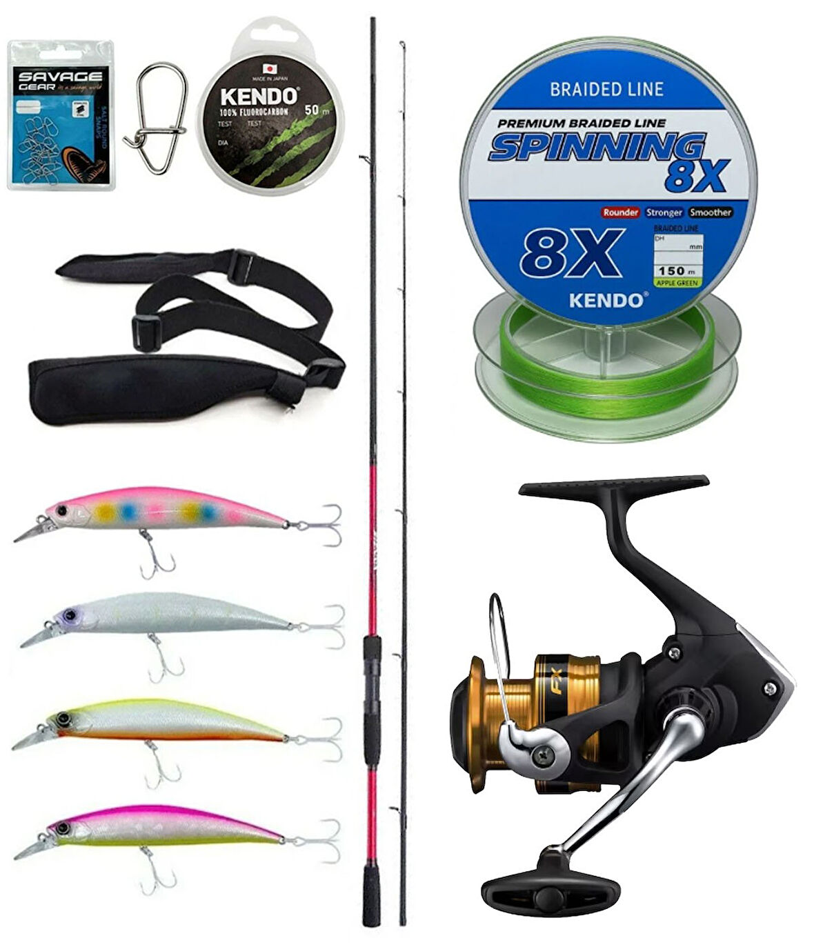 Yek Outdoor Spin Olta Seti Shimano Kamış Sienna Spinning EVA 2,41m 10-35g 2pc&Shimano Makina FX 2500 FC