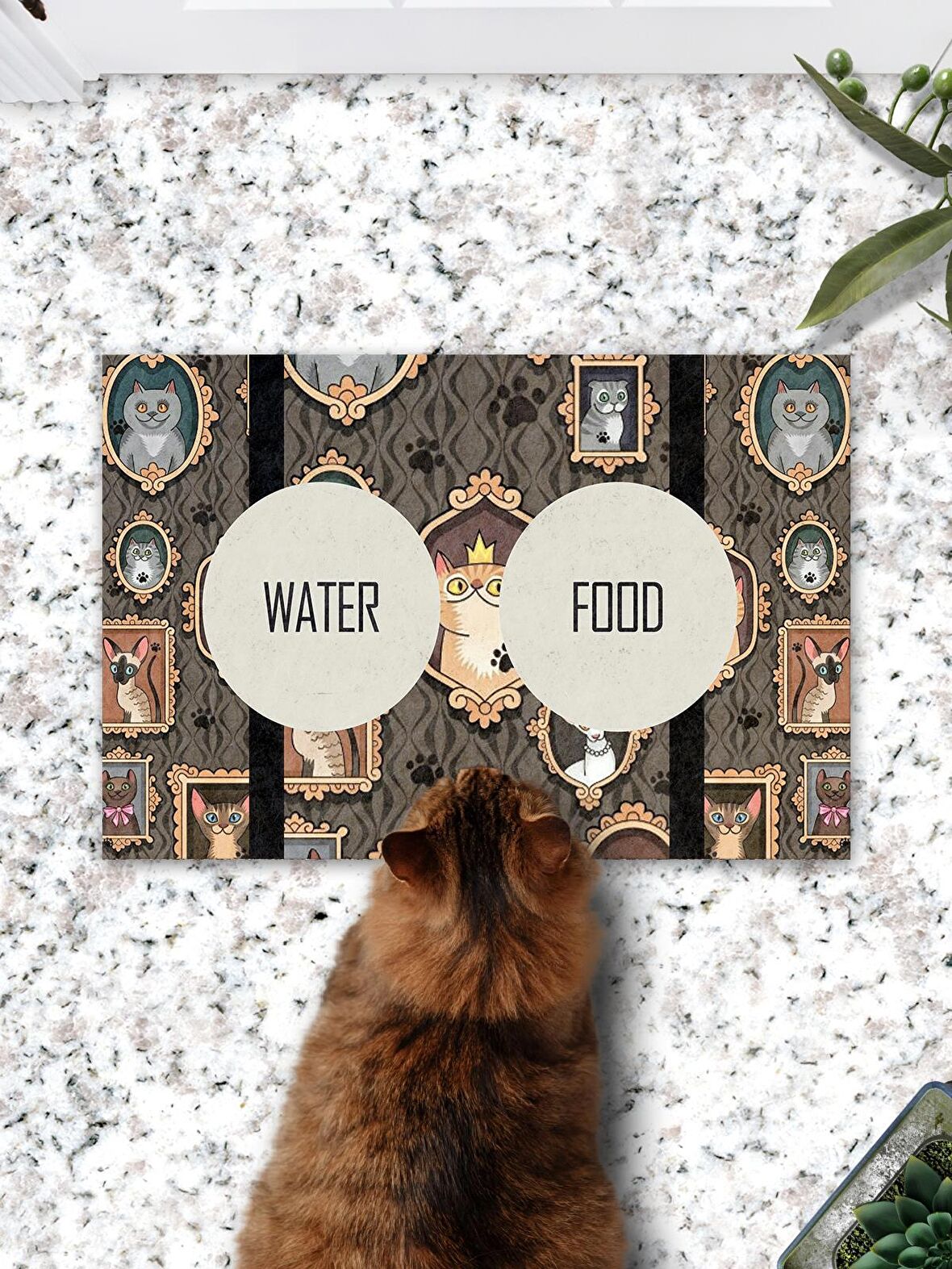 Tablo Kediler Kedi Köpek Eğitim Mama Paspası Ve Beslenme Altlığı