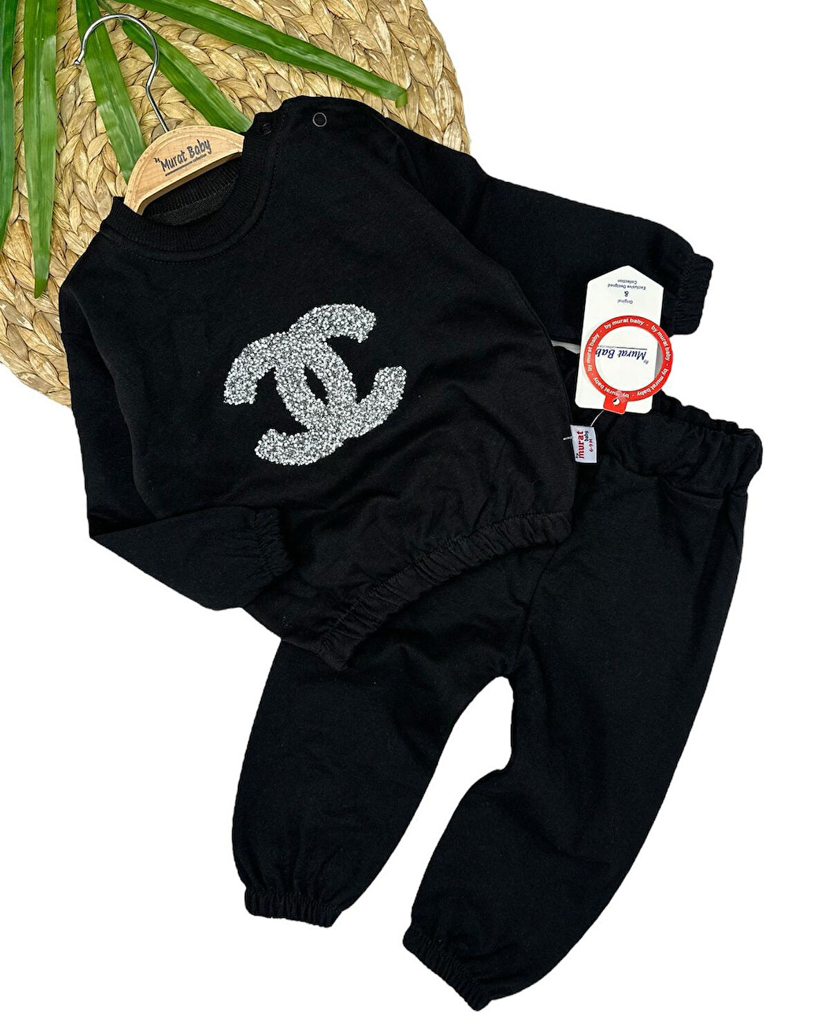 Kız Çocuk Chanel Simli Pamuklu 2'Li Takım
