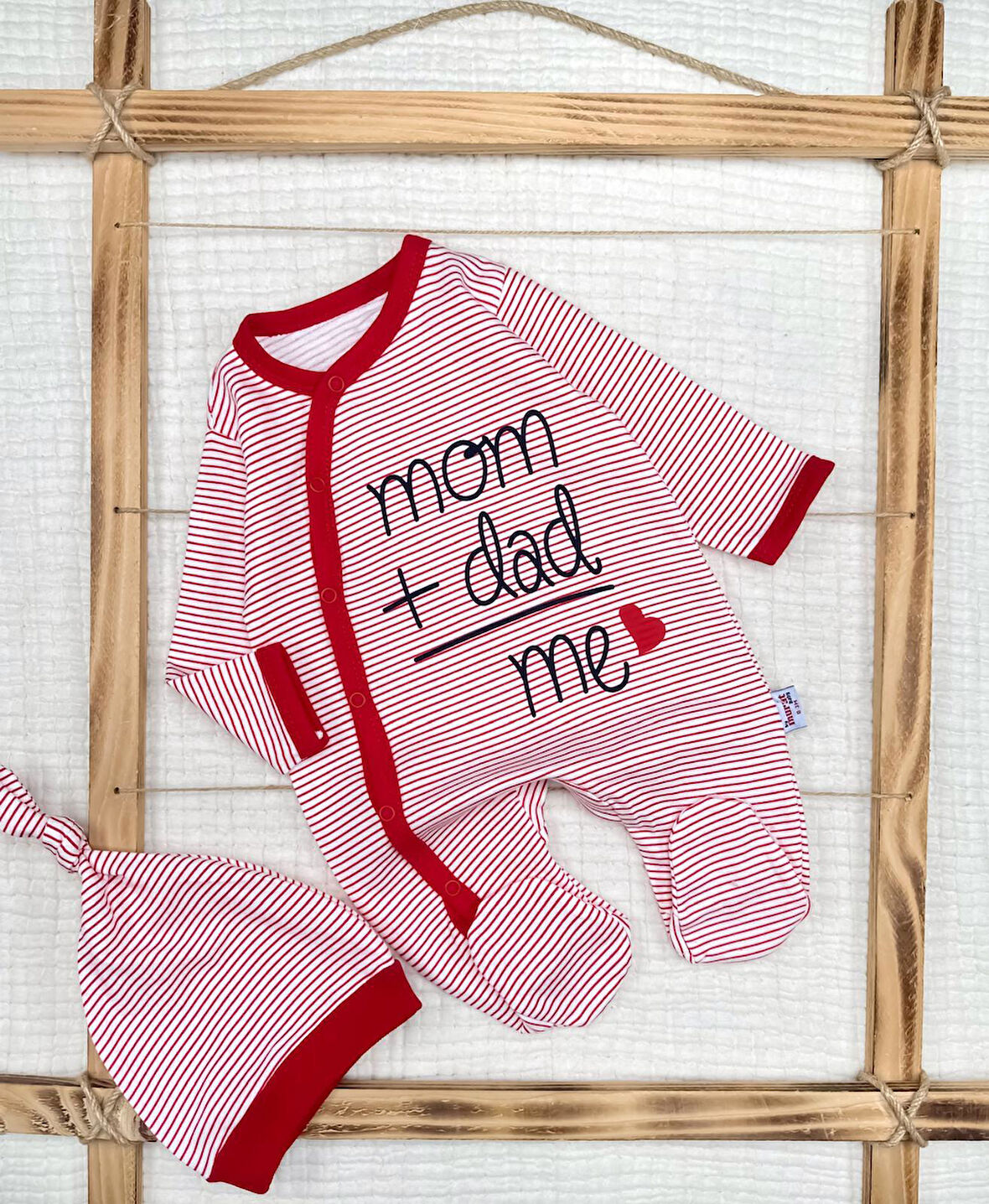 Unisex Mom+Dad Me Baskılı Pamuklu Mevsimlik Tulum