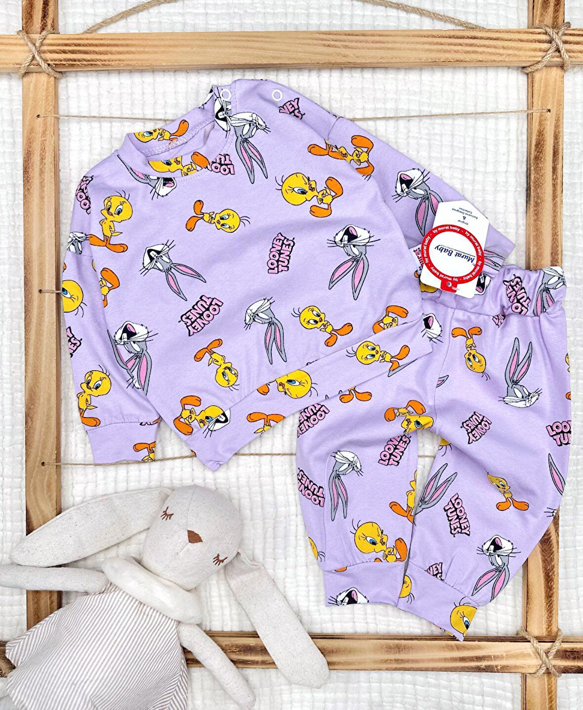 Kız Bebek Tweety Bugs Bunny Pamuklu Alt Üst Takım