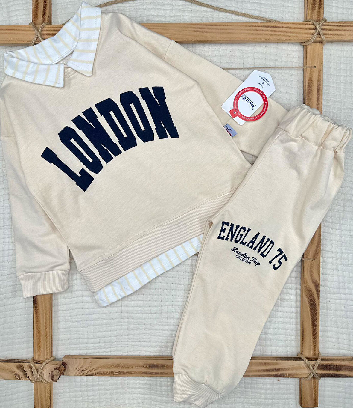 Kız Çocuk London Şerit Yakalı Pamuklu Takım