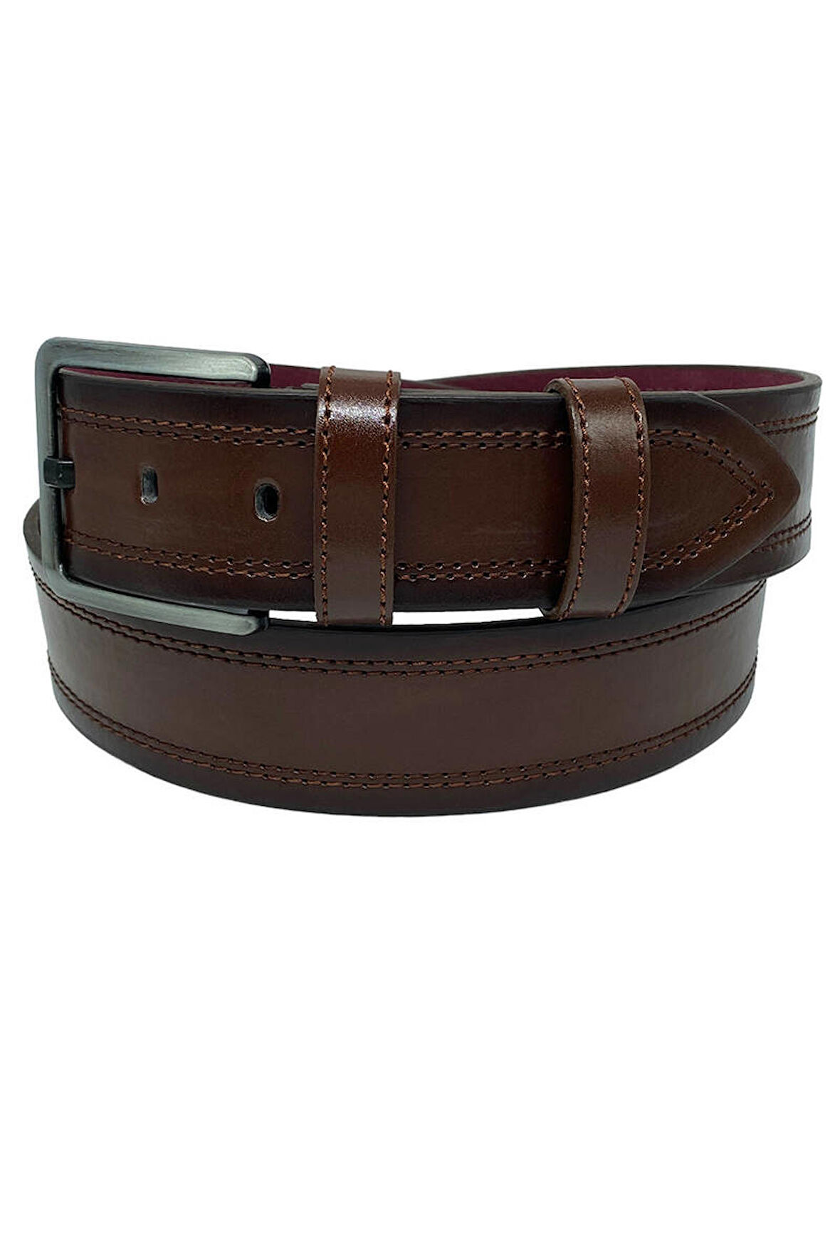 4.5 cm. Spor Suni Deri Desensiz Düz Model Erkek Kemer Kahverengi