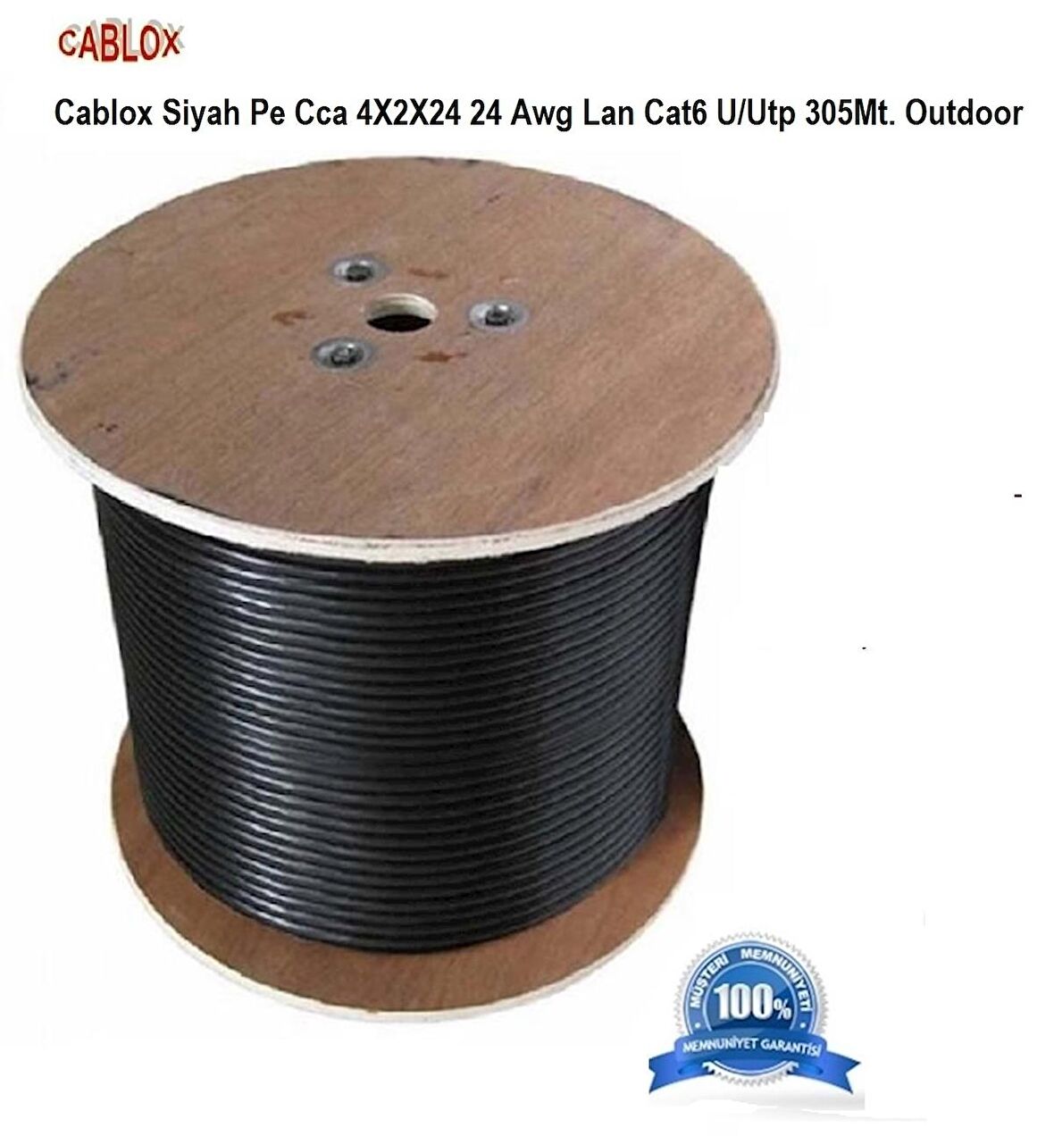 Cablox Siyah Pe Cca 4X2X24 24 Awg Lan Cat6 U/Utp 305Mt. Outdoor