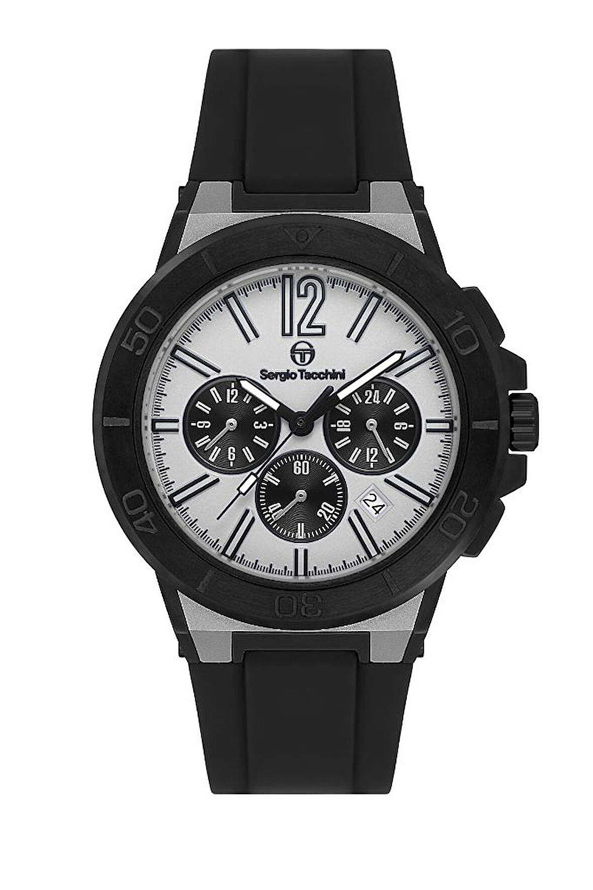 Sergio Tacchini ST.1.10458-1 Silikon kordon Fonksiyonlar Aktif Suya Dayanıklı Siyah Renk Erkek Kol Saati