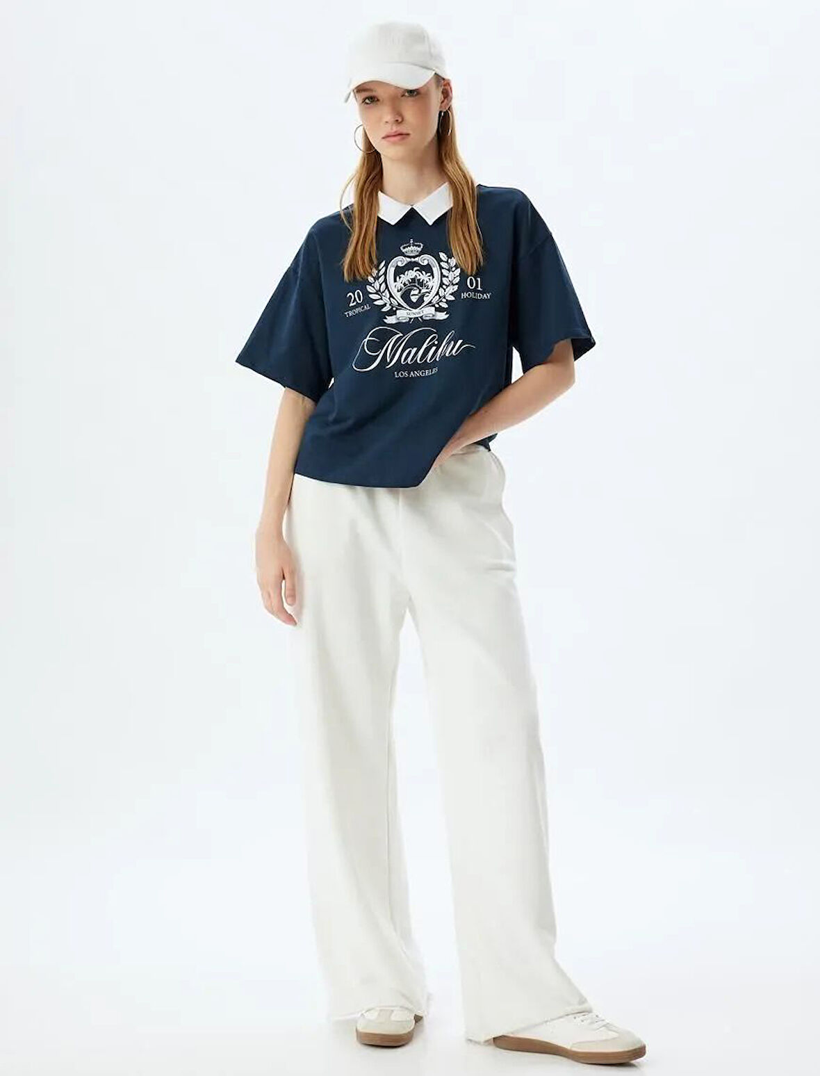 Polo Yaka Tişört Kolej Baskılı Kısa Kollu5WAL10491IK