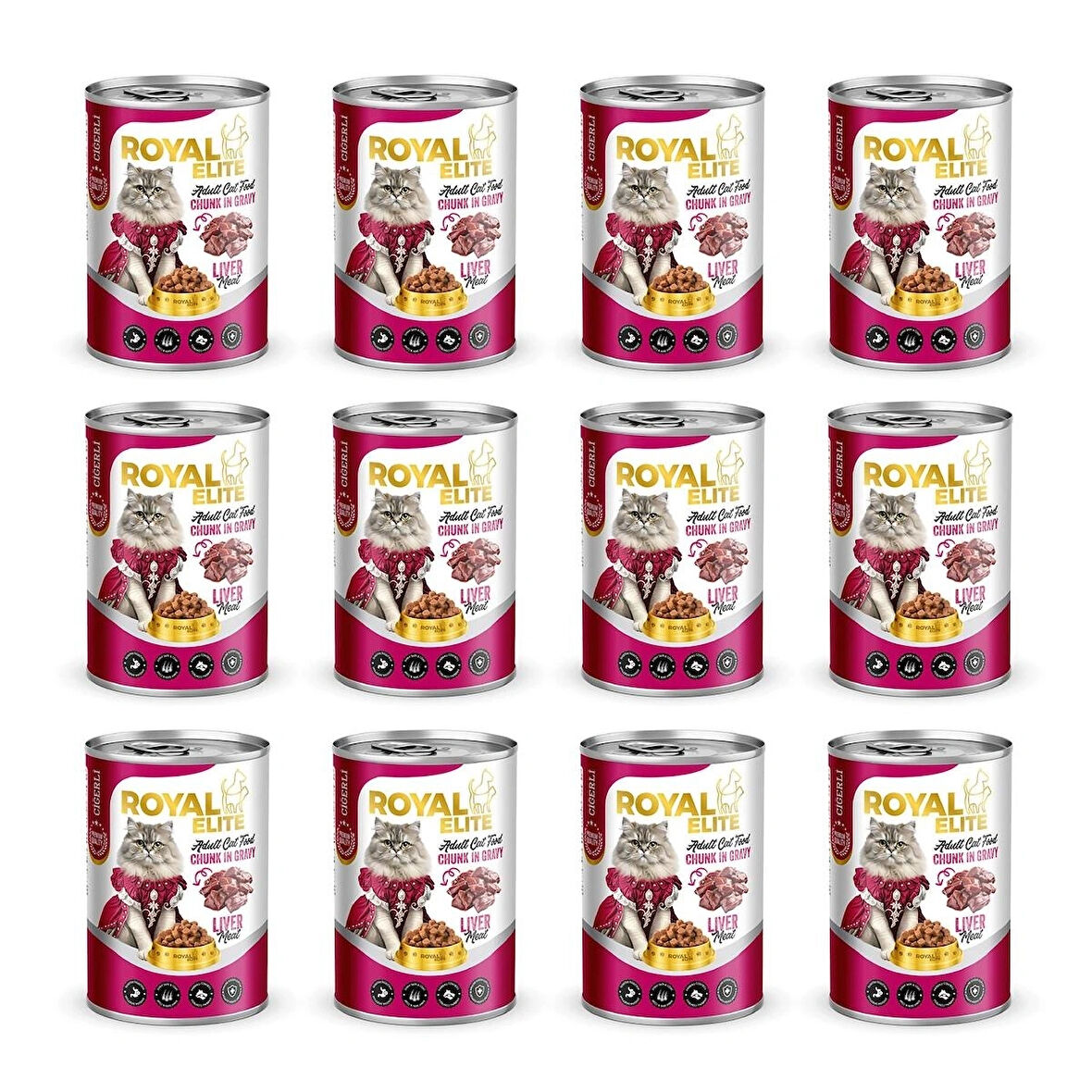 Royal Elite Ciğerli Parça Etli Yetişkin Kedi Konservesi 400 Gr x 12 Adet