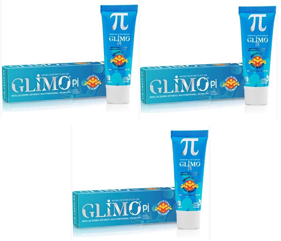 Glimo Pi Doğal Diş Macunu 75 ml X 3 Adet