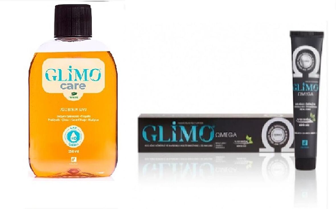 Glimo Omega Diş Macunu 75 ml + Ağız Bakım Suyu 250 ml