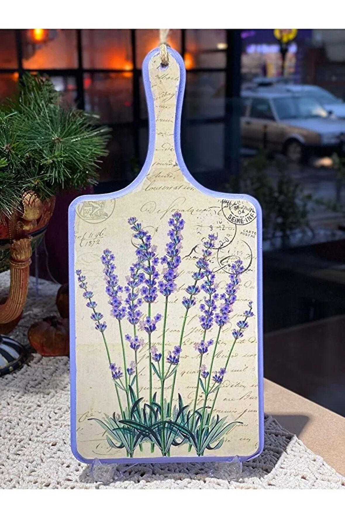 Lavanta Bahçesi El Yapımı Ahşap Sunum Tahtası / Mutfak Panosu