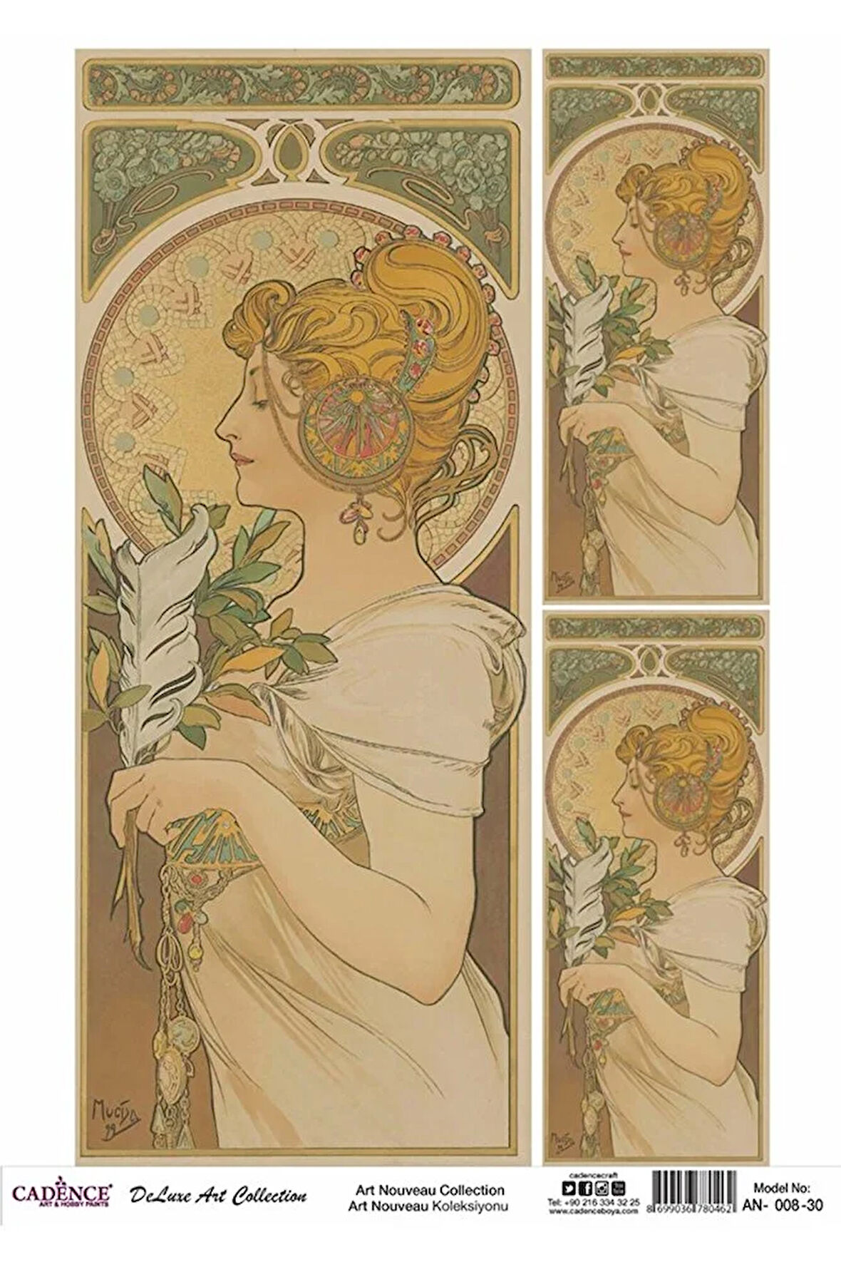An 08 Art Nouveau Koleksiyonu Pirinç Dekopaj 30x42