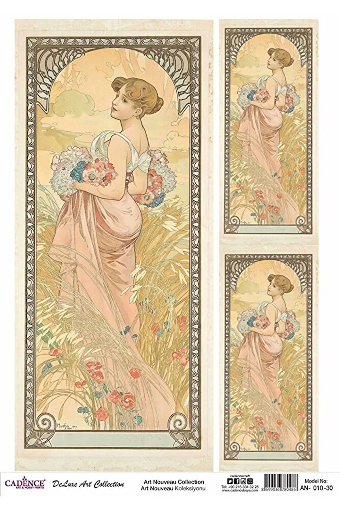 An 10 Art Nouveau Koleksiyonu Pirinç Dekopaj 30x42