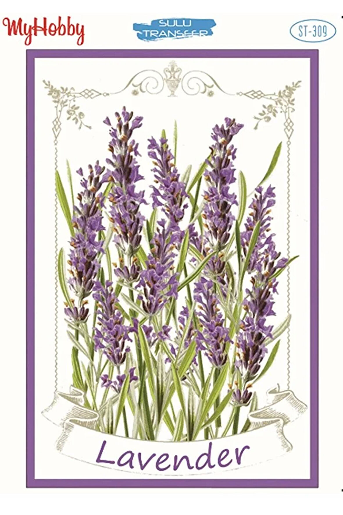 St 309 Lavanta Çiçek Desenli Sulu Transfer 25x35