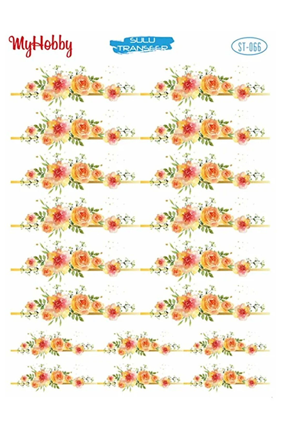 St 066 Çiçek Desenli Sulu Transfer 25x35