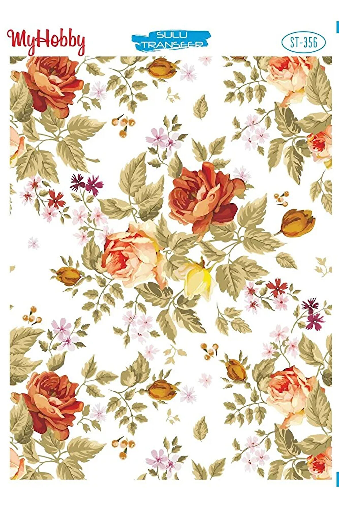 St 356 Çiçek Desenli Sulu Transfer 25x35