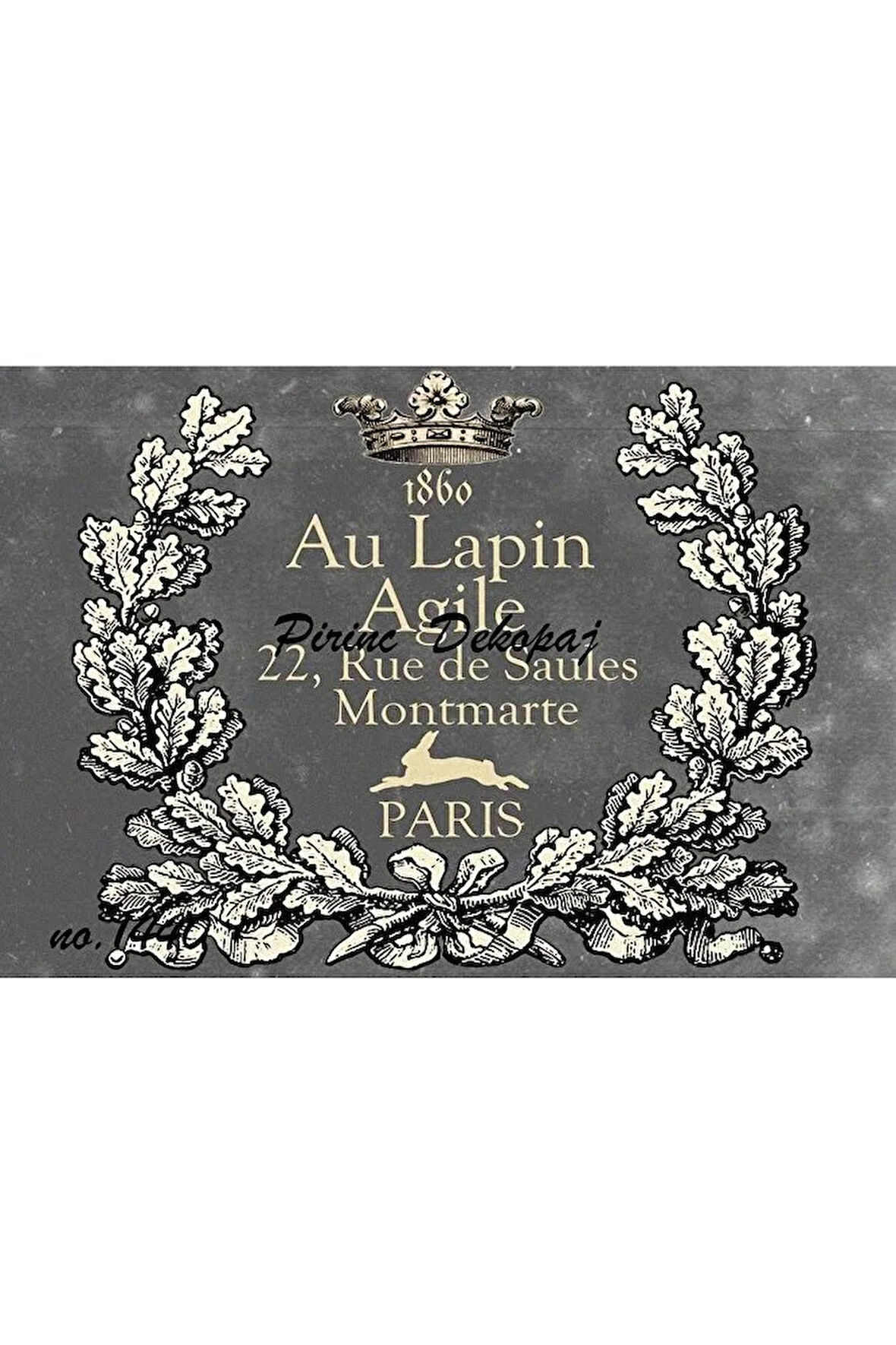1440 Paris, Çelenk, Kral Tacı, Gri Pirinç Dekopaj 30x42