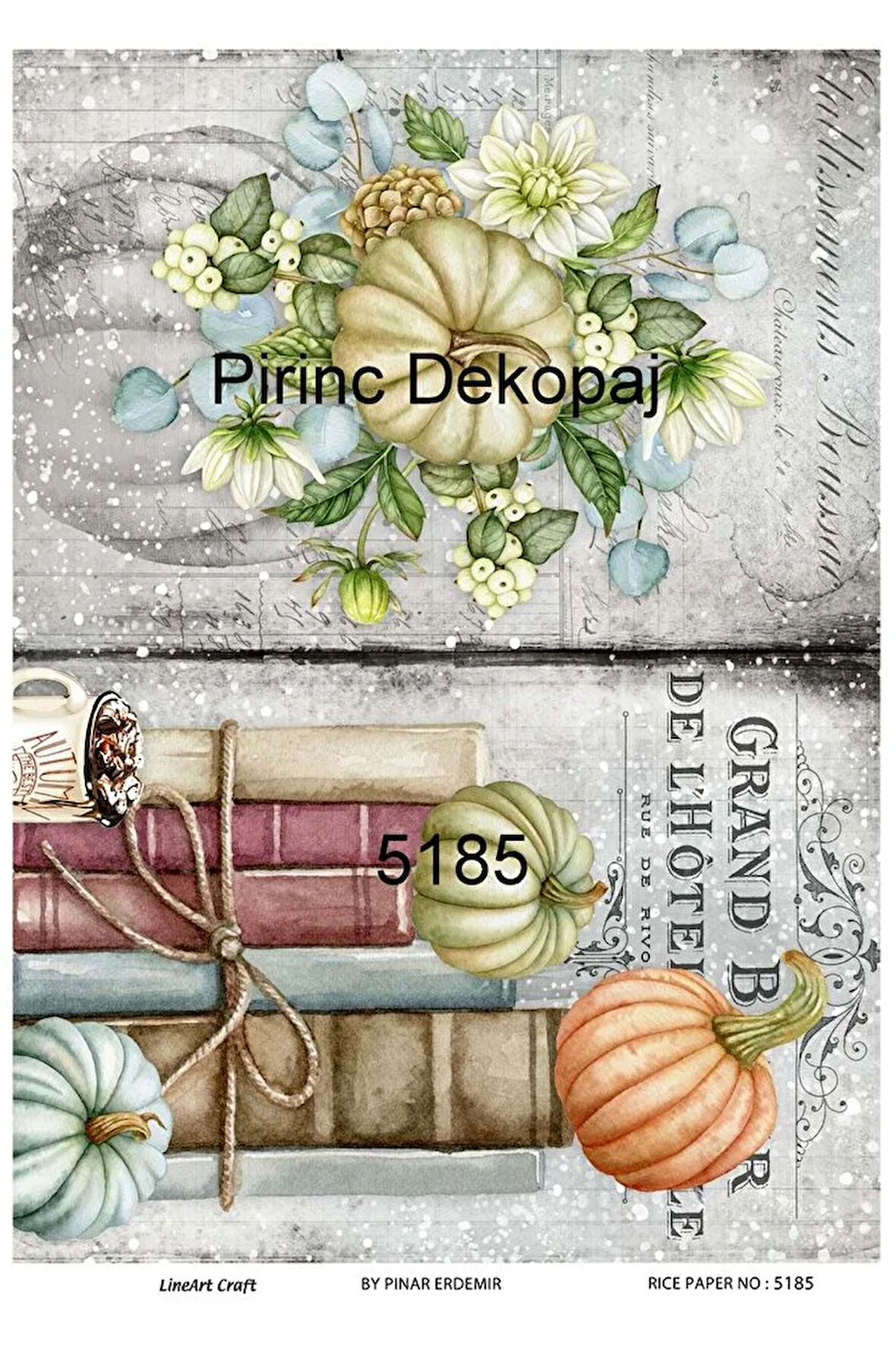 5185 Pumpkin, Balkabağı, Hallowen, Çiçek Desen Pirinç Dekopaj 30x42