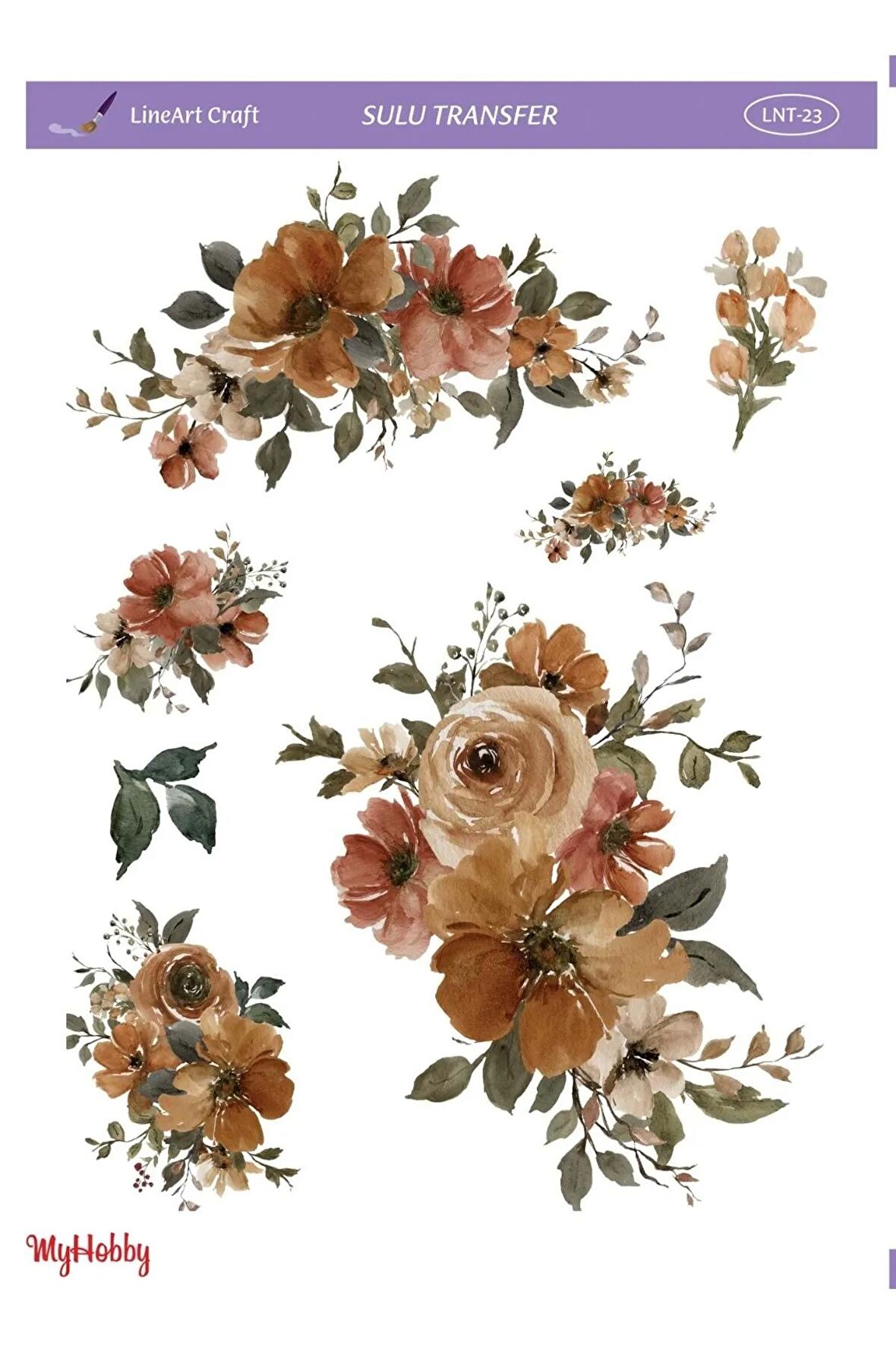 Lineart Çiçek Desenli Sulu Transfer Lnt-23 25x35