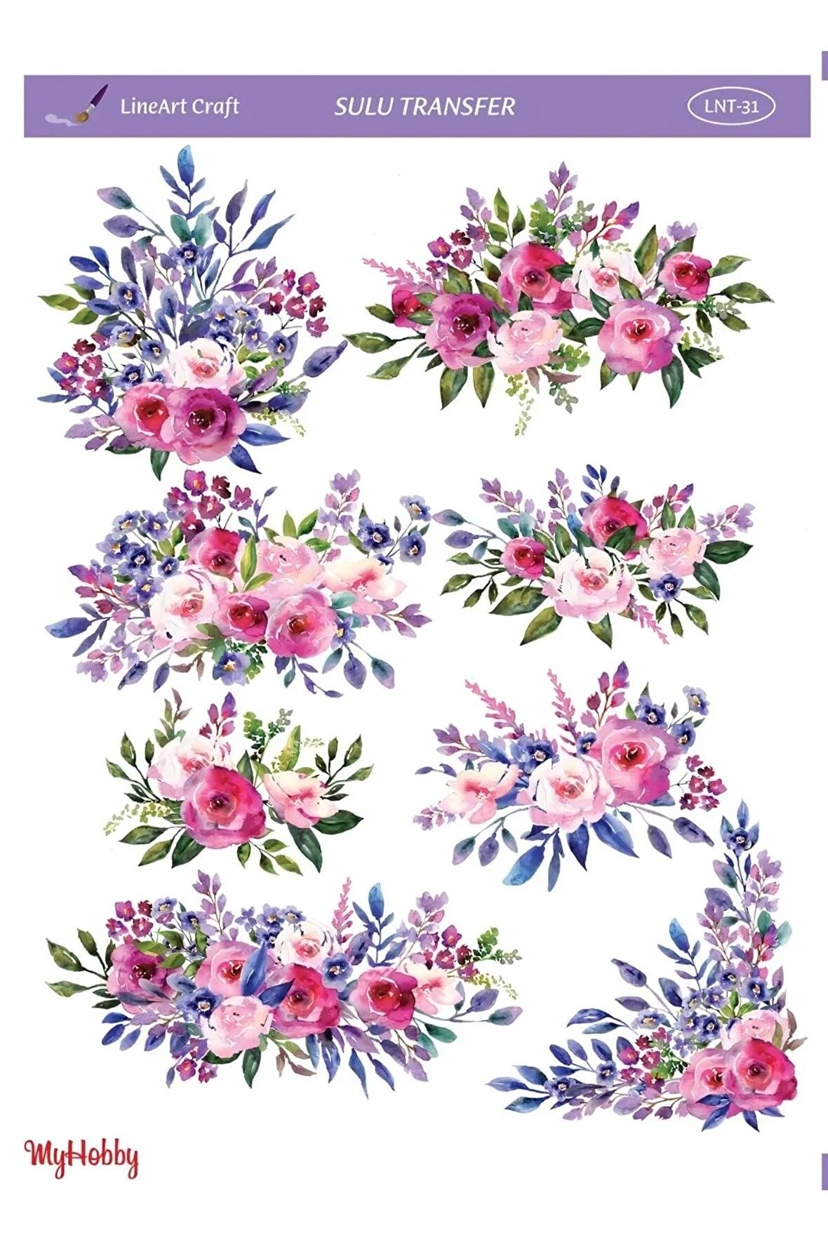 Lineart Çiçek Desenli Sulu Transfer Lnt-31 25x35