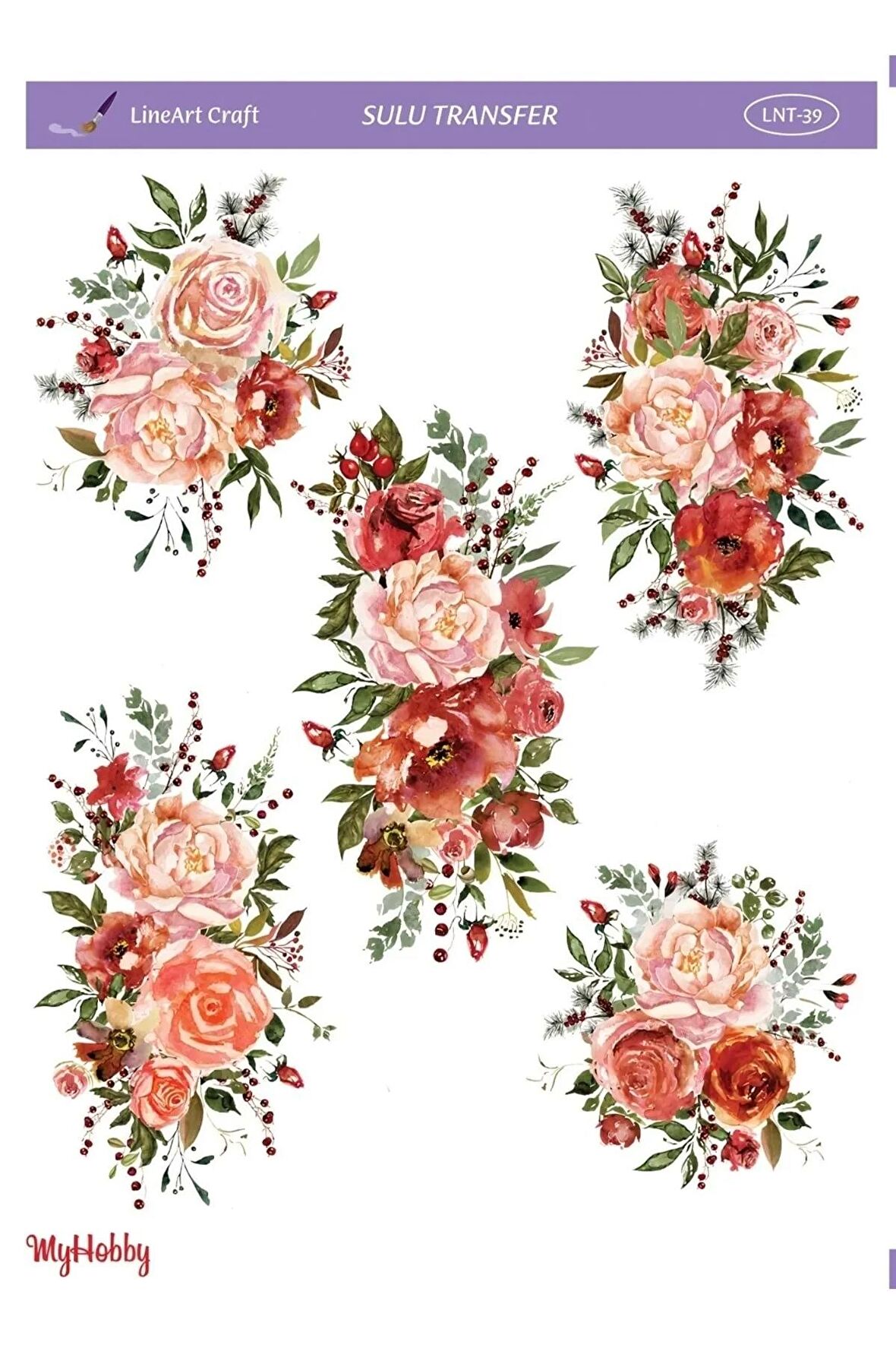 Lineart Çiçek Desenli Sulu Transfer Lnt-39 25x35