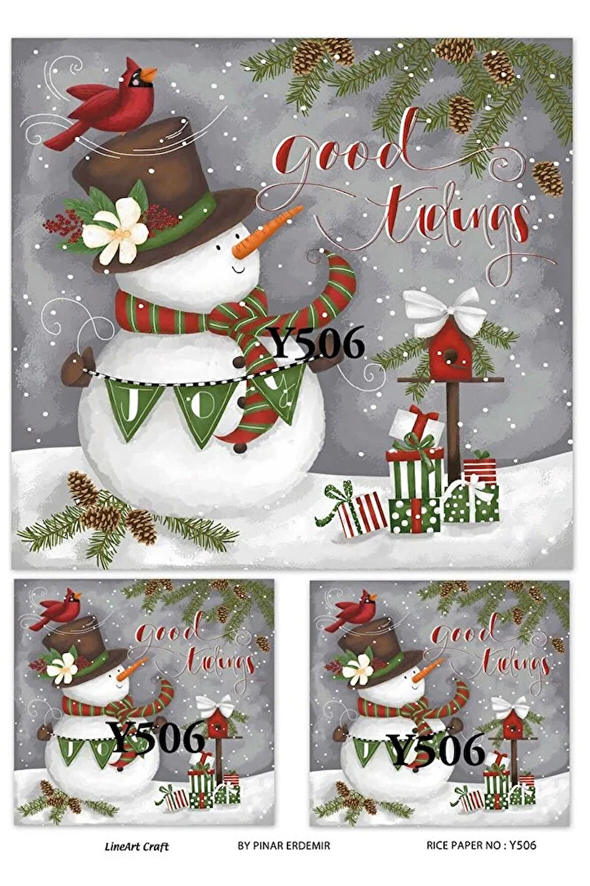 Y506 Kardan Adam, Joy, Hediye Paketi Desenli Pirinç Dekopaj 30x42