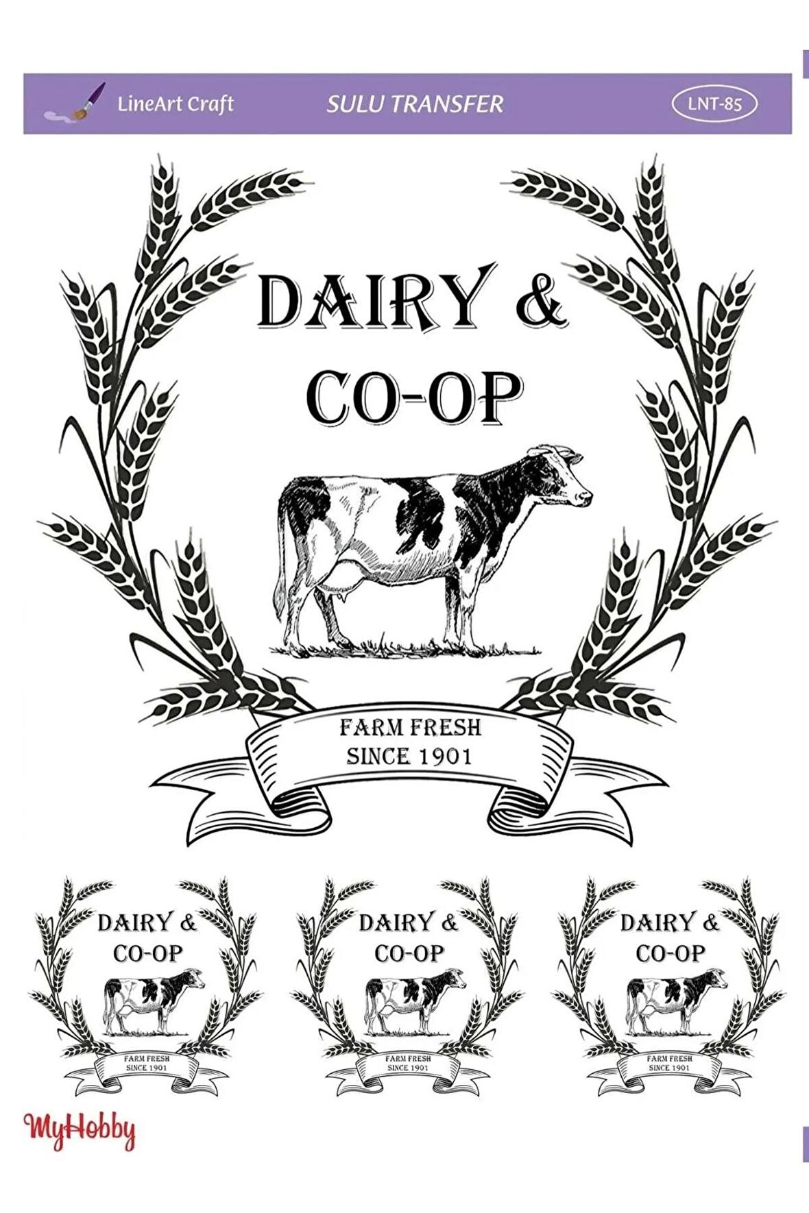 I?nek, Siyah Beyaz, Farm Fresh Yazı Desenli Sulu Transfer Lnt-85 25x35