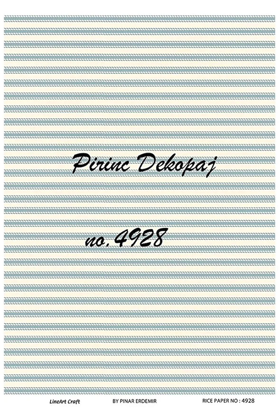 4928 Mavi, Beyaz, Çizgili Desen Pirinç Dekopaj 30x42
