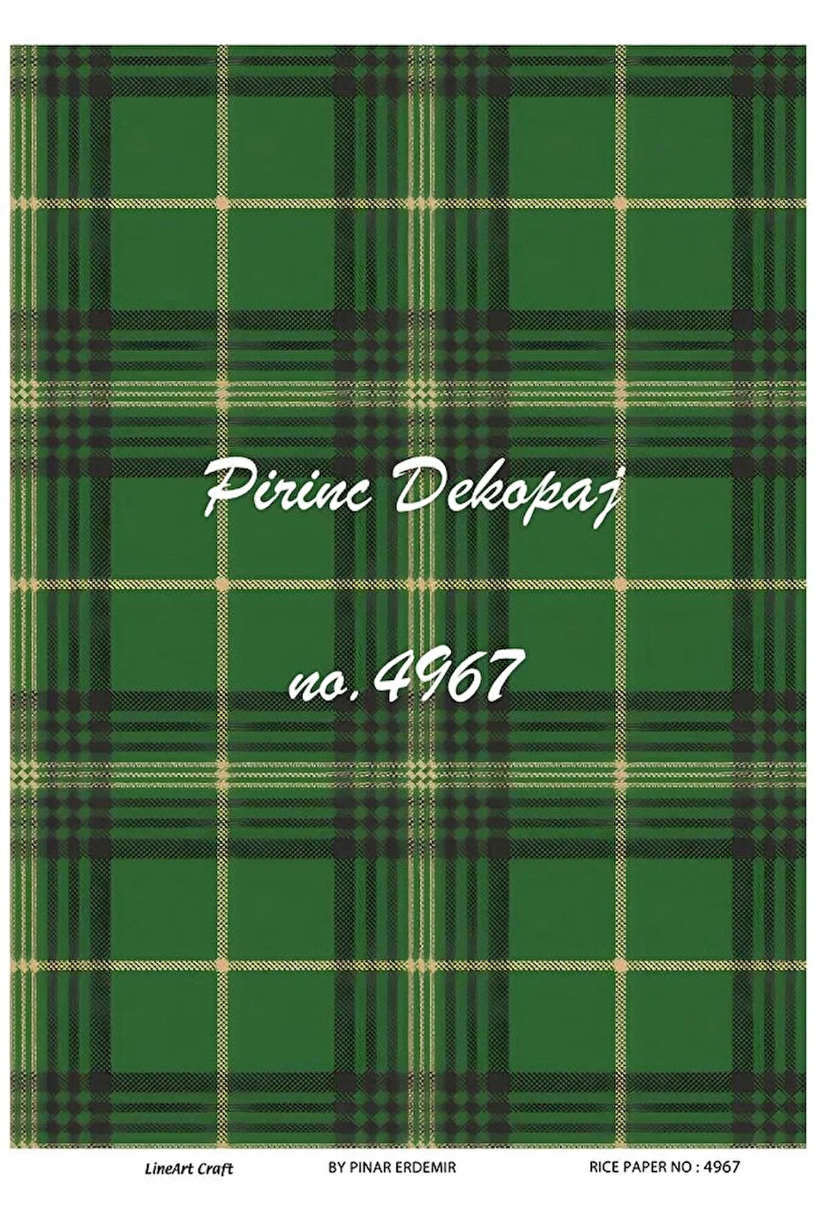 4967 Yeşil Ekose Desen Pirinç Dekopaj 30x42