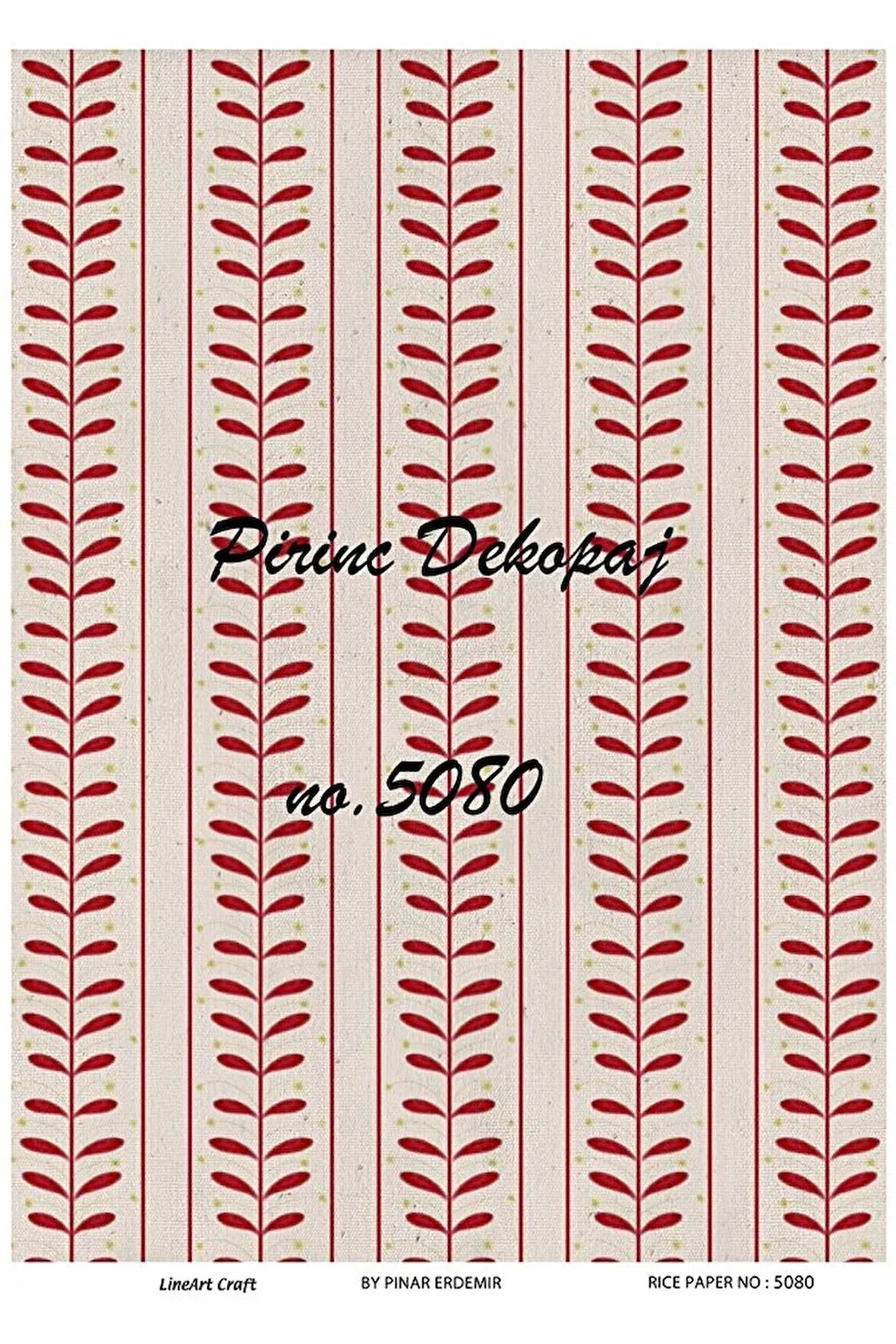 5080 Kırmızı Çizgili Desen Pirinç Dekopaj 30x42