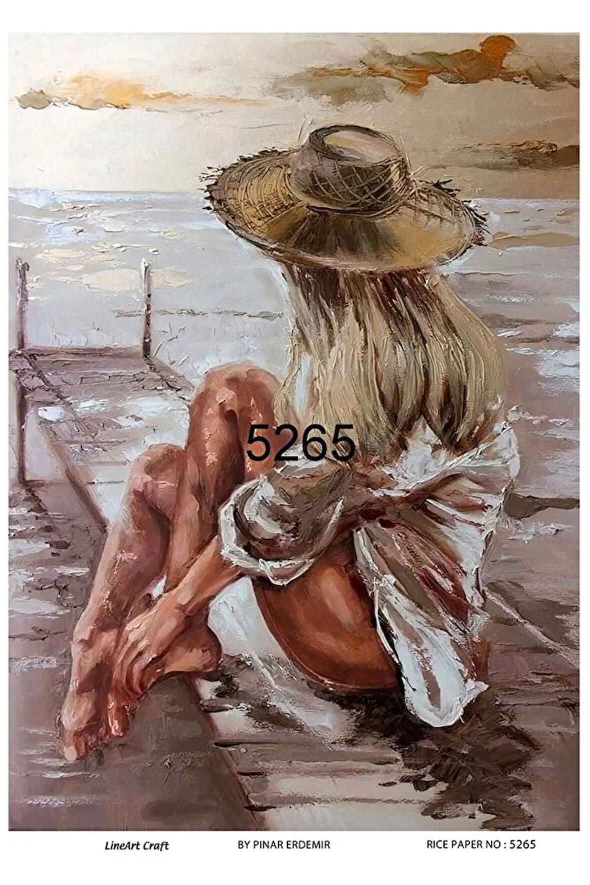 5265 Kumsalda Oturan Kadın Pirinç Dekopaj 30x42