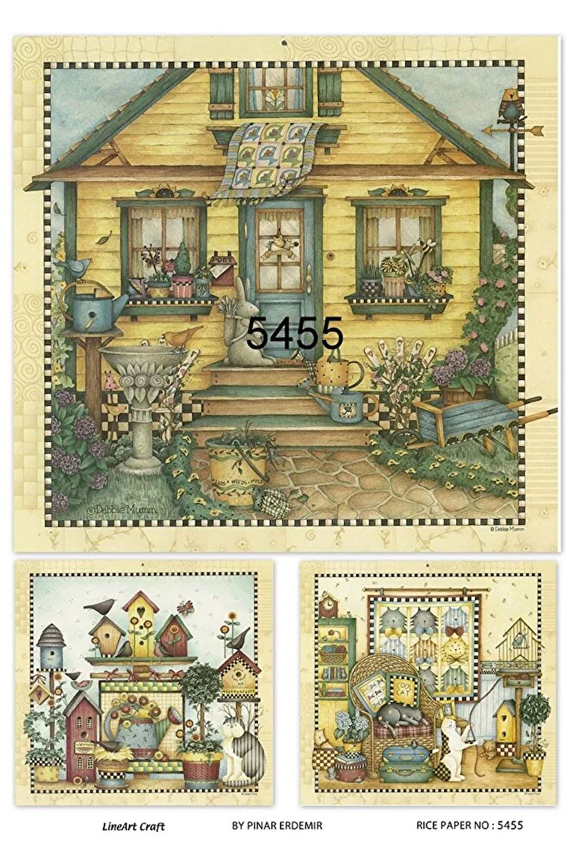 5455 Country Ev, Koltuk, Kuş Kafesi Desen Pirinç Dekopaj 30x42