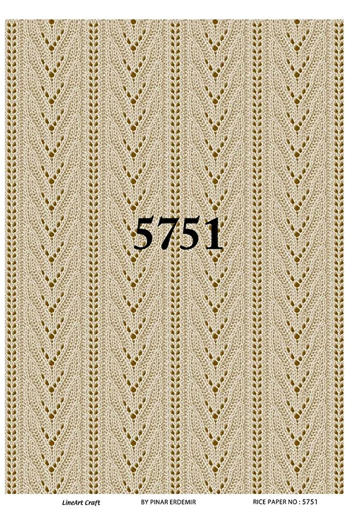 5751 Krem, Örgü Desenli, Şerit Desenli Pirinç Dekopaj 30x42
