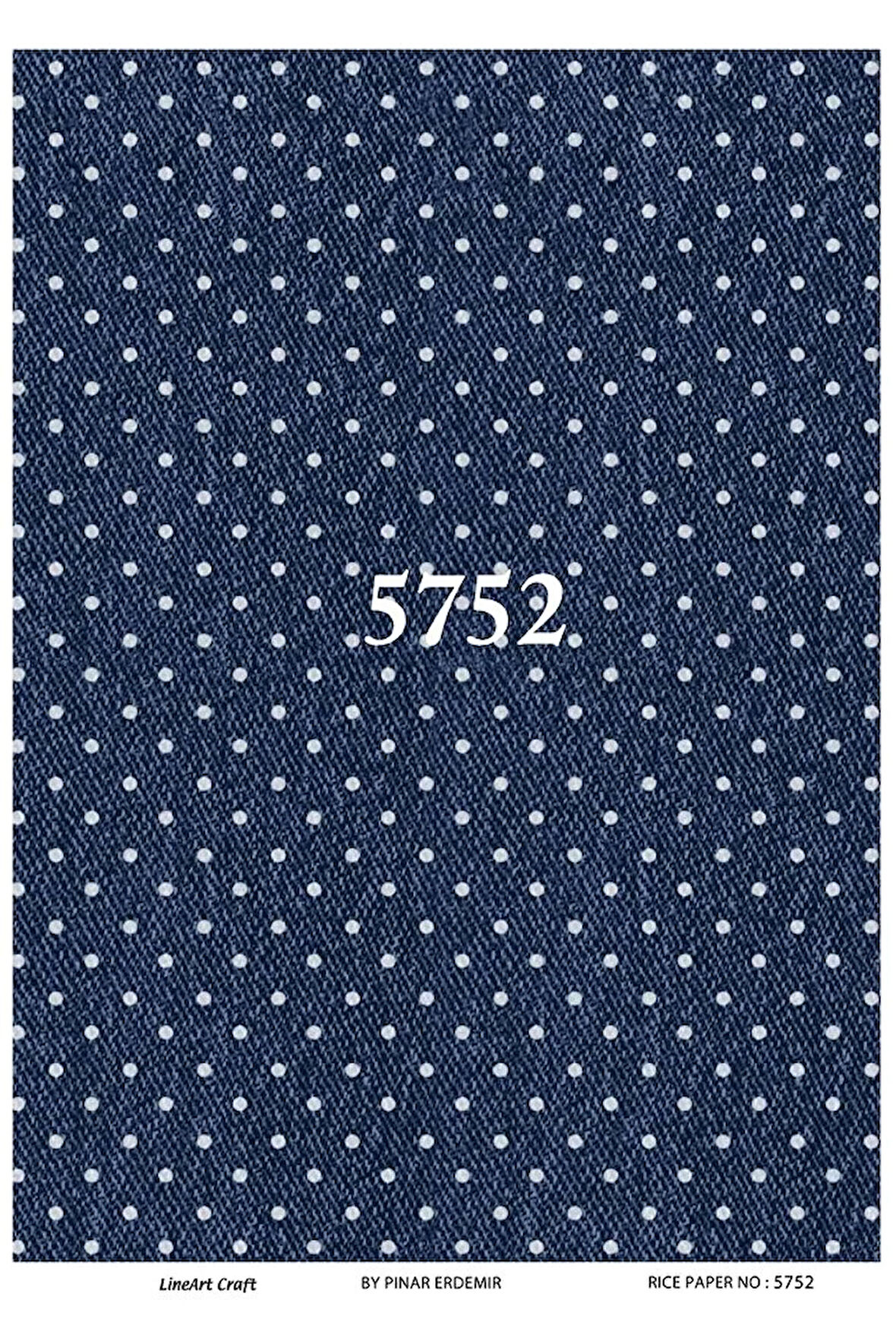 5752 Lacivert, Kot Görünüm, Denim, Puantiye Desenli Pirinç Dekopaj 30x42