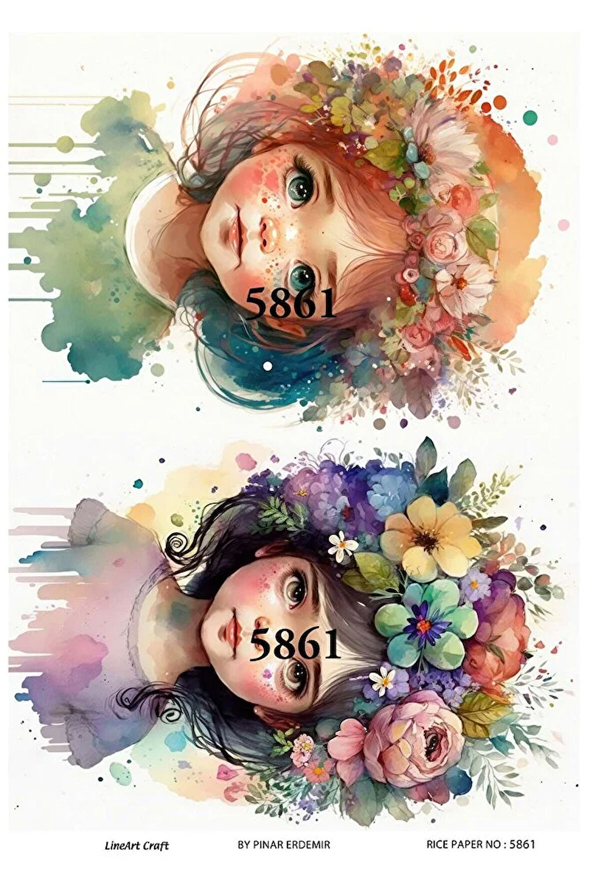 5861 Peri Kızı Desenli Pirinç Dekopaj 30x42